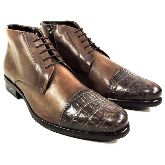 BALDININI 🇮🇹 MEN'S BROWN SOFT LEATHER WINTER COMFORT BOOTIE - Picture 2 of 7